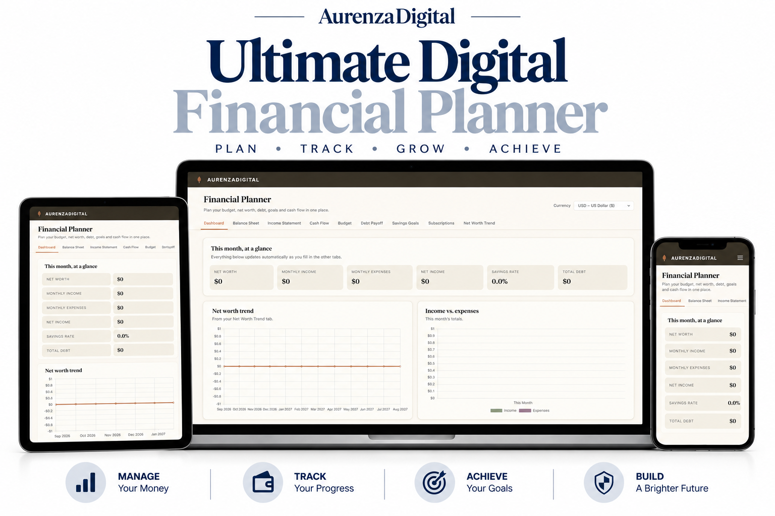 Ultimate Digital Financial Planner – Budget, Debt Payoff, Savings Goals, Cash Flow & Net Worth Tracker preview
